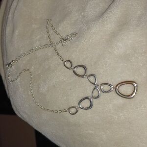 Silver tone SAQ necklace, 16"  rhinestone accent & 7" bracelet set